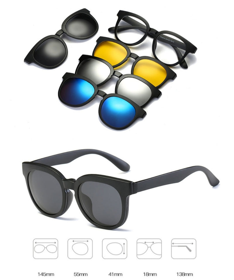 5 In 1 Magic Vision Stylish Sunglasses - Quick change Magnet Lenses 5 Different Colors Both For Men and Women - Tuzzut.com Qatar Online Shopping