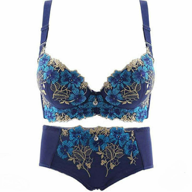 Women's Luxury Deep V Push up Lace Floral Embroidery Bras Underwear Lingerie -34314 - Tuzzut.com Qatar Online Shopping