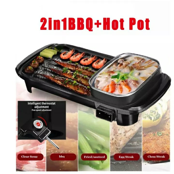 Multi-functional 2 in 1 Electric BBQ Grill With Hot Pot - TUZZUT Qatar Online Store