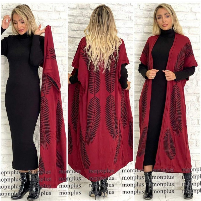Turkish Woven Long Coat Sweater Set - Tuzzut.com Qatar Online Shopping