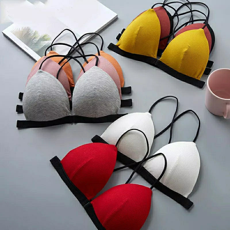 6 Pcs Women's Wireless Front Closure Bra Comfort Soft Triangle Cup Bralette - D4015 6 Pcs Women's Wireless Front Closure Bra Comfort Soft Triangle Cup Bralette - D4015