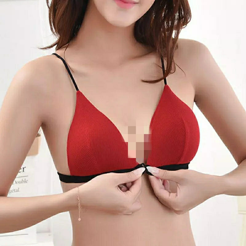 6 Pcs Women's Wireless Front Closure Bra Comfort Soft Triangle Cup Bralette - D4015 6 Pcs Women's Wireless Front Closure Bra Comfort Soft Triangle Cup Bralette - D4015