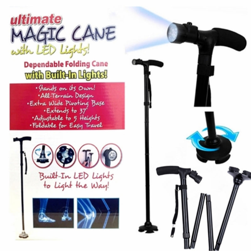 Ultimate Magic Cane Foldable Walking Stick with LED Lights - Tuzzut.com Qatar Online Shopping