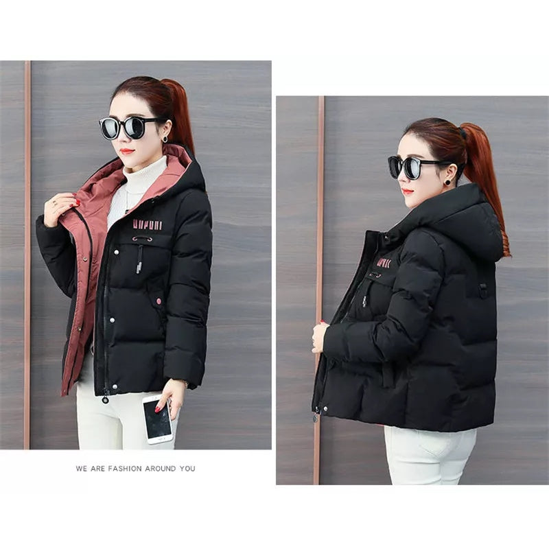 Women's Winter Jacket Warm Hooded Thick Coat - P772 Black - Tuzzut.com Qatar Online Shopping