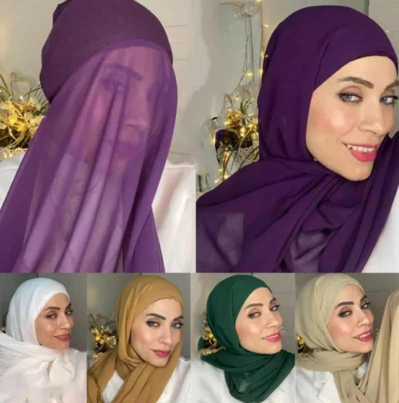 Chiffon Instant Head Scarfs Shawl Hijab - Tuzzut.com Qatar Online Shopping