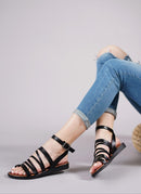 Women's Leather Strappy Cute Sandals 3003 - Black - Tuzzut.com Qatar Online Shopping