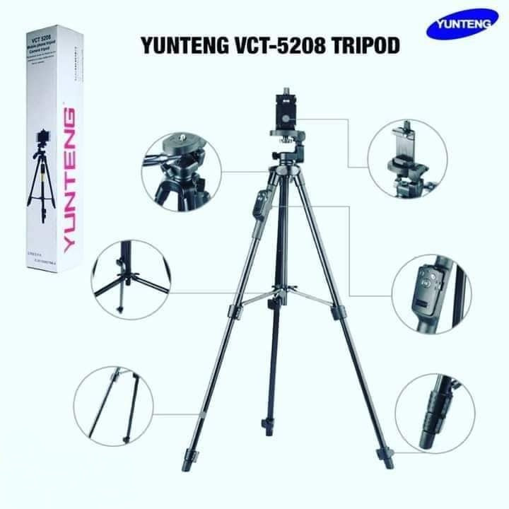 Yunteng Bluetooth Remote Mobile Phone Tripod Holder for Smartphones- VCT 5208 - TUZZUT Qatar Online Store