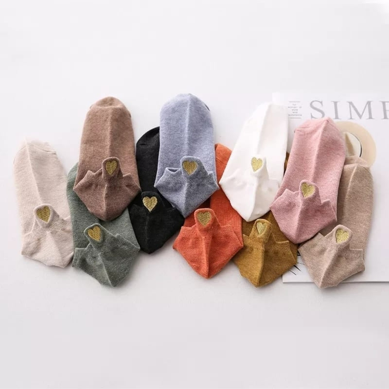 10 Pairs Women's Love Colourful Cotton Short Ankle Socks Bundle - Tuzzut.com Qatar Online Shopping