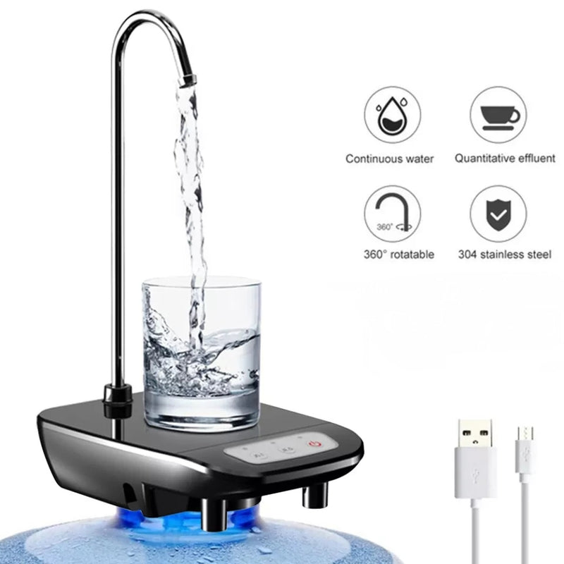 Rechargeable Water Bottle Dispenser Drinking Water Pump with Base JR-758 - Tuzzut.com Qatar Online Shopping