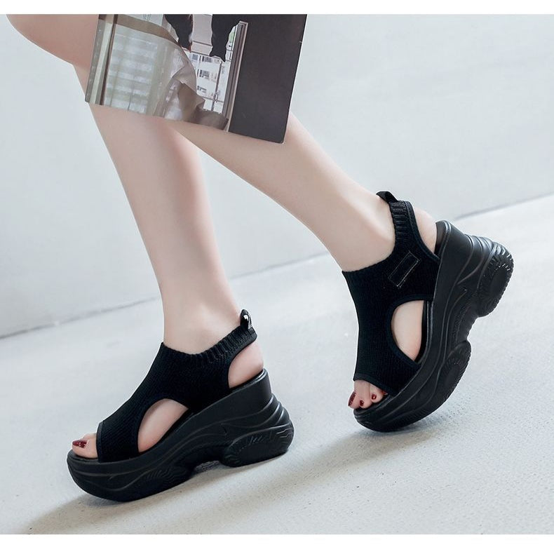 Women Wedge Heel Thick Soled Shoes W008 - Tuzzut.com Qatar Online Shopping