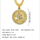 Fashion Charm Titanium Steel Mens Degree Rotatable Pendant Zircon Gold Plated Rotation Hip Hop Party Necklace for Men Jewelry - Tuzzut.com Qatar Online Shopping