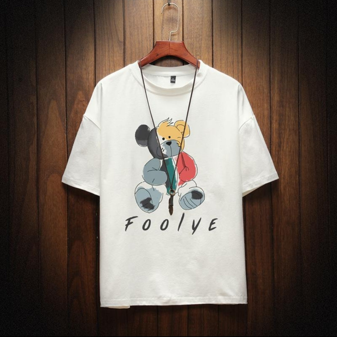 Summer Fashion Trend Printing Short T-shirt for men's Pure Cotton Cartoon Bear Size XL Summer Fashion Trend Printing Short T-shirt for men's Pure Cotton Cartoon Bear Size XL