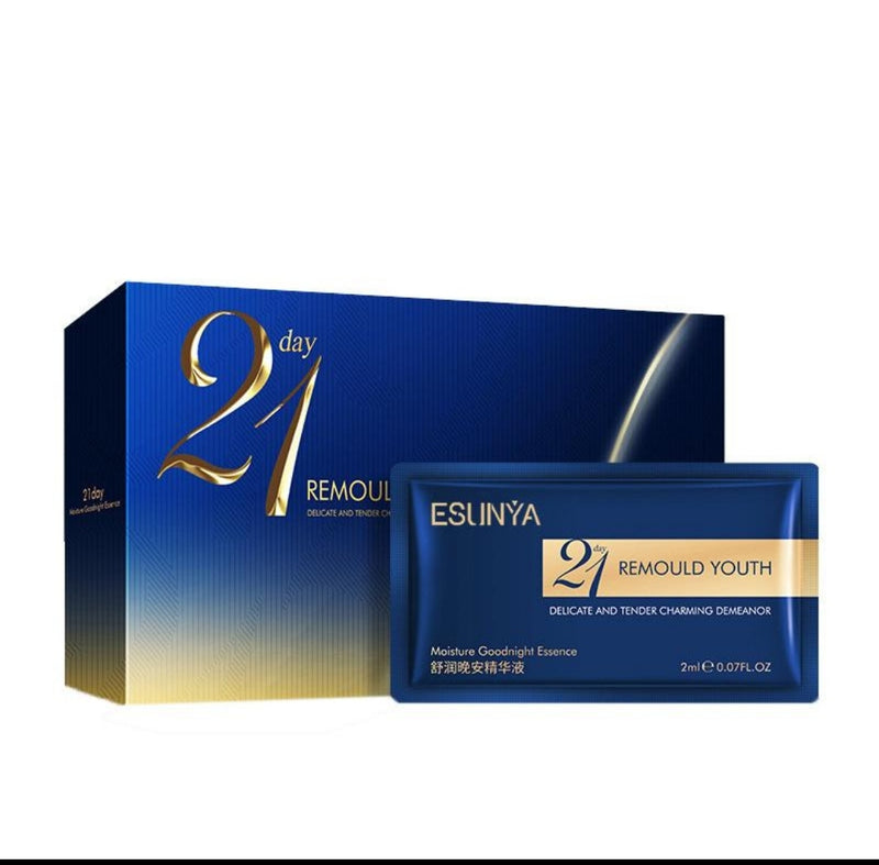 21 Day Moisturizing Goodnight Essence Liquid Replenish Skin Shows Smooth Hydrated Hyaluronic Acid Extract 2ML-21PCS - Tuzzut.com Qatar Online Shopping