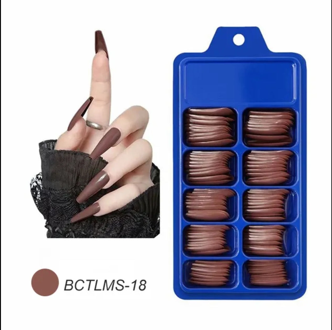 Blue Box 100Pcs Candy Solid Color Ballet Nail Trapezoidal False Nail Blue Box 100Pcs Candy Solid Color Ballet Nail Trapezoidal False Nail