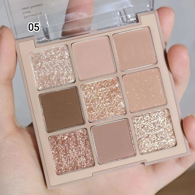 9Eyeshadow Palette Matte Glitter Eye Shadow Makeup Cosmetics For Women 9Eyeshadow Palette Matte Glitter Eye Shadow Makeup Cosmetics For Women