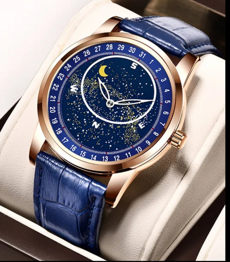 Rotating Sky Star Luxury NewBrand Watch Men's Fashion Moon Watches Waterproof Luminous Man Clock Time-Battery Operated - Tuzzut.com Qatar Online Shopping