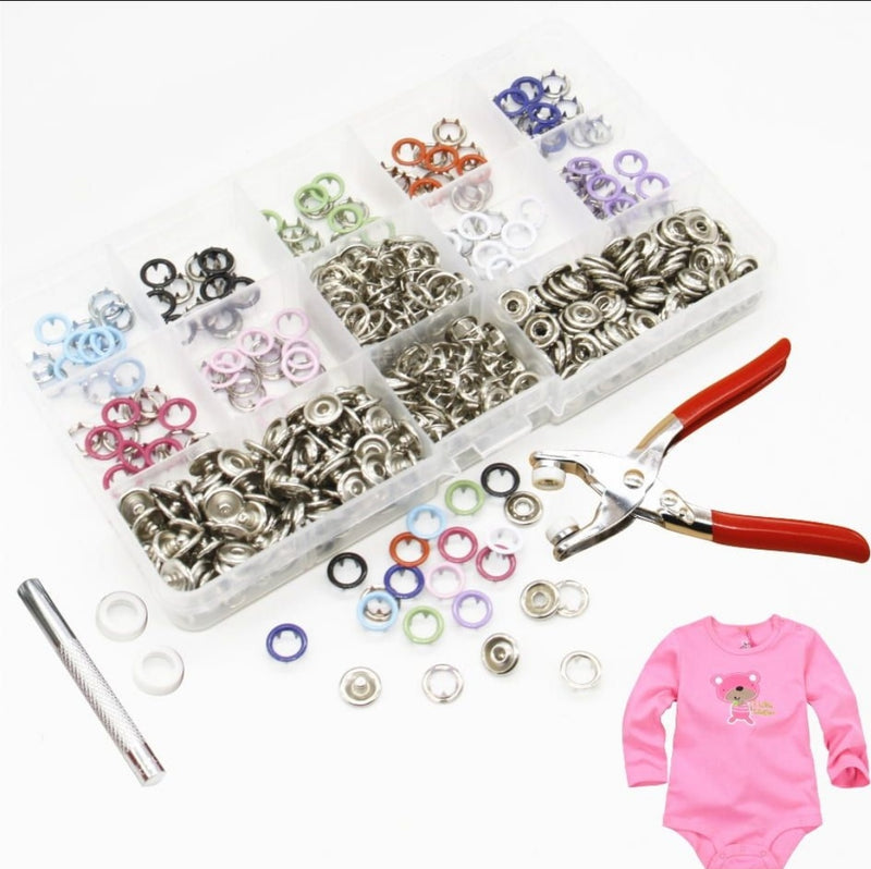 Plier Tools 100 Set 10 Color Metal Sewing Buttons Hollow/Solid Prong Press Studs Snap Fasteners for Installing Clothes Bags - Tuzzut.com Qatar Online Shopping