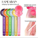 Cute Lollipop Lip Balm Lip Gloss Moisturizer Candy Lip Gloss Lipstick 2 in 1 Color Change Waterproof Long Lasting Lip Cosmetics - Tuzzut.com Qatar Online Shopping