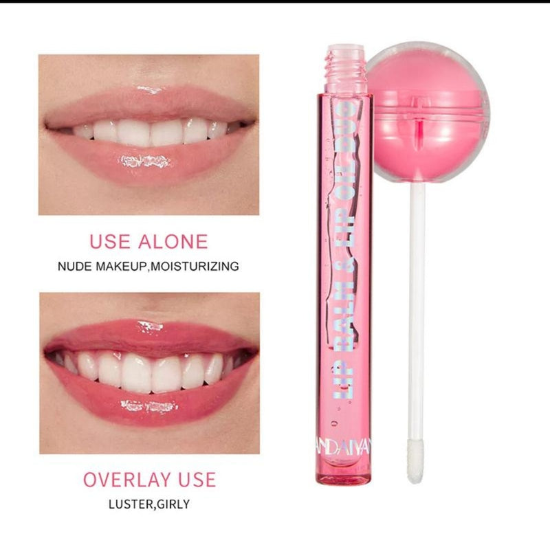 Cute Lollipop Lip Balm Lip Gloss Moisturizer Candy Lip Gloss Lipstick 2 in 1 Color Change Waterproof Long Lasting Lip Cosmetics - Tuzzut.com Qatar Online Shopping