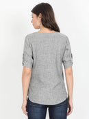 Women Grey Casual Top - Plain - Tuzzut.com Qatar Online Shopping