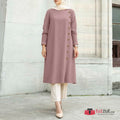 Modest Turkish Style Long Tunic Top - MT300 - Tuzzut.com Qatar Online Shopping