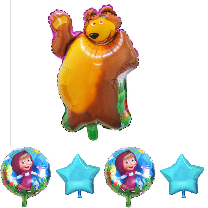 Masha and The Bear Foil Balloon for Kids Birthday Decoration Pack Of 5pcs - Tuzzut.com Qatar Online Shopping