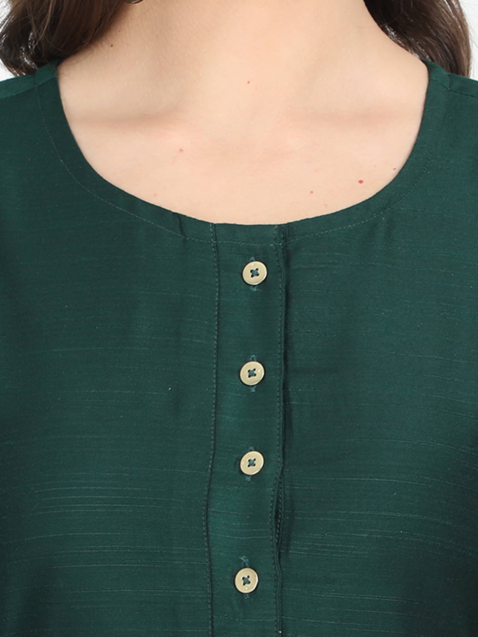 Women Green Cotton Silk Dress Women Green Cotton Silk Dress