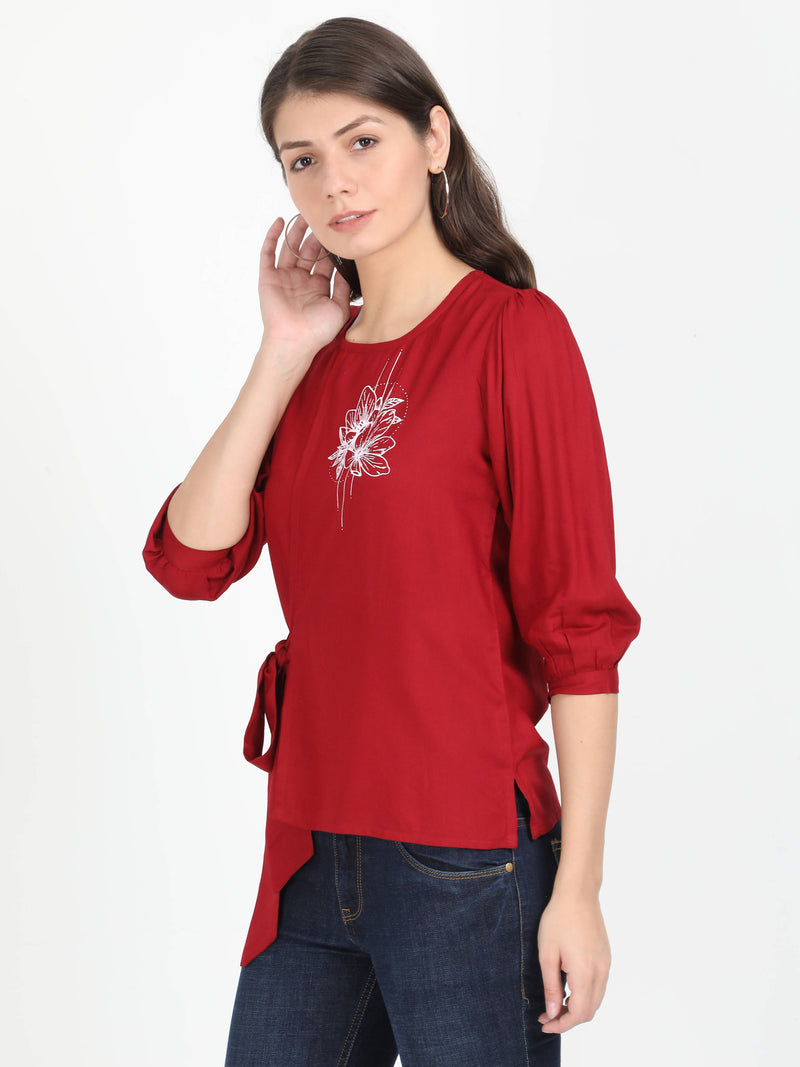 Women Maroon Casual Top - Tuzzut.com Qatar Online Shopping