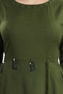 Women Green Layered Solid Maxi Dress - Tuzzut.com Qatar Online Shopping