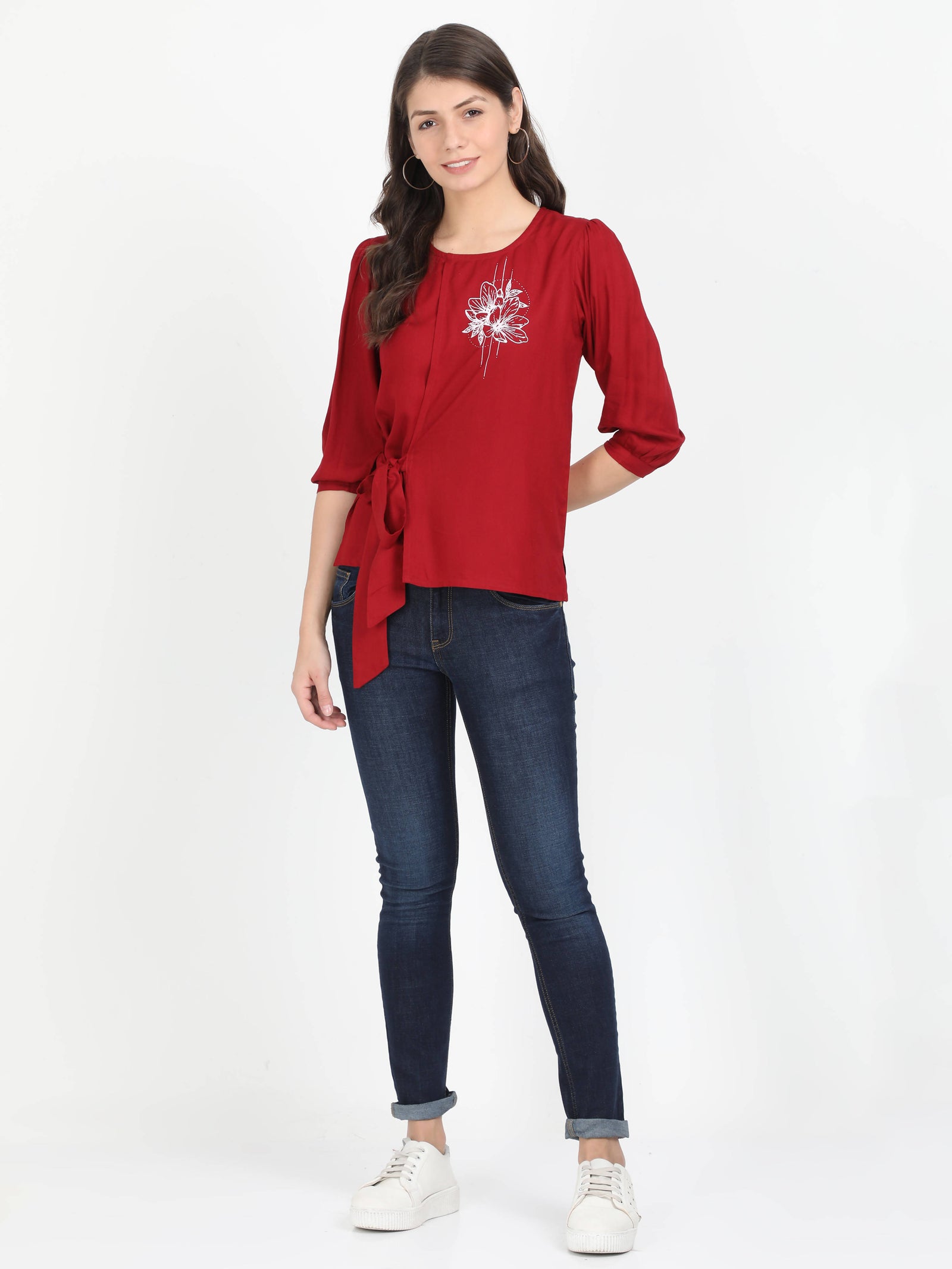 Women Maroon Casual Top Women Maroon Casual Top