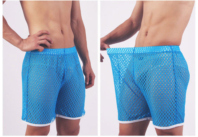 Mens Sexy Sleepwear Big Mesh Brand-clothing Honeycomb Net Men's Home Pajamas Shorts Sexy Sleep Bottom Mens Sheer Pajamas X392978 - Tuzzut.com Qatar Online Shopping