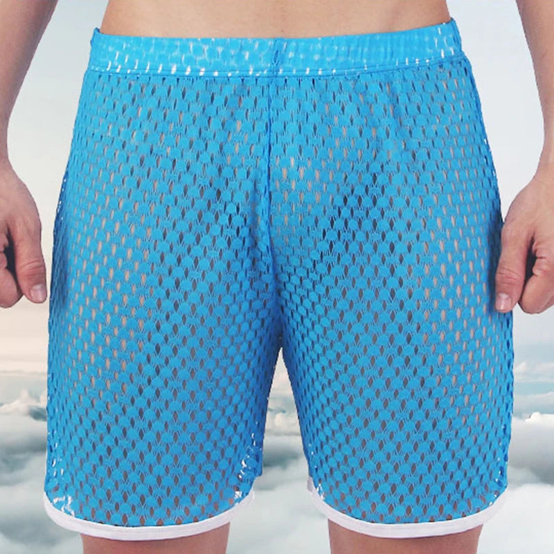 Mens Sexy Sleepwear Big Mesh Brand-clothing Honeycomb Net Men's Home Pajamas Shorts Sexy Sleep Bottom Mens Sheer Pajamas X392978 - Tuzzut.com Qatar Online Shopping