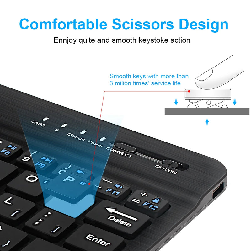 Mini Bluetooth Keyboard Wireless rechargeable Keyboard For Tablet ipad cell phone Laptop S123 - Tuzzut.com Qatar Online Shopping