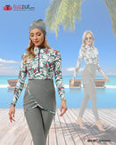 Women's Burkini Modest Swimsuit Set - Grey - Tuzzut.com Qatar Online Shopping