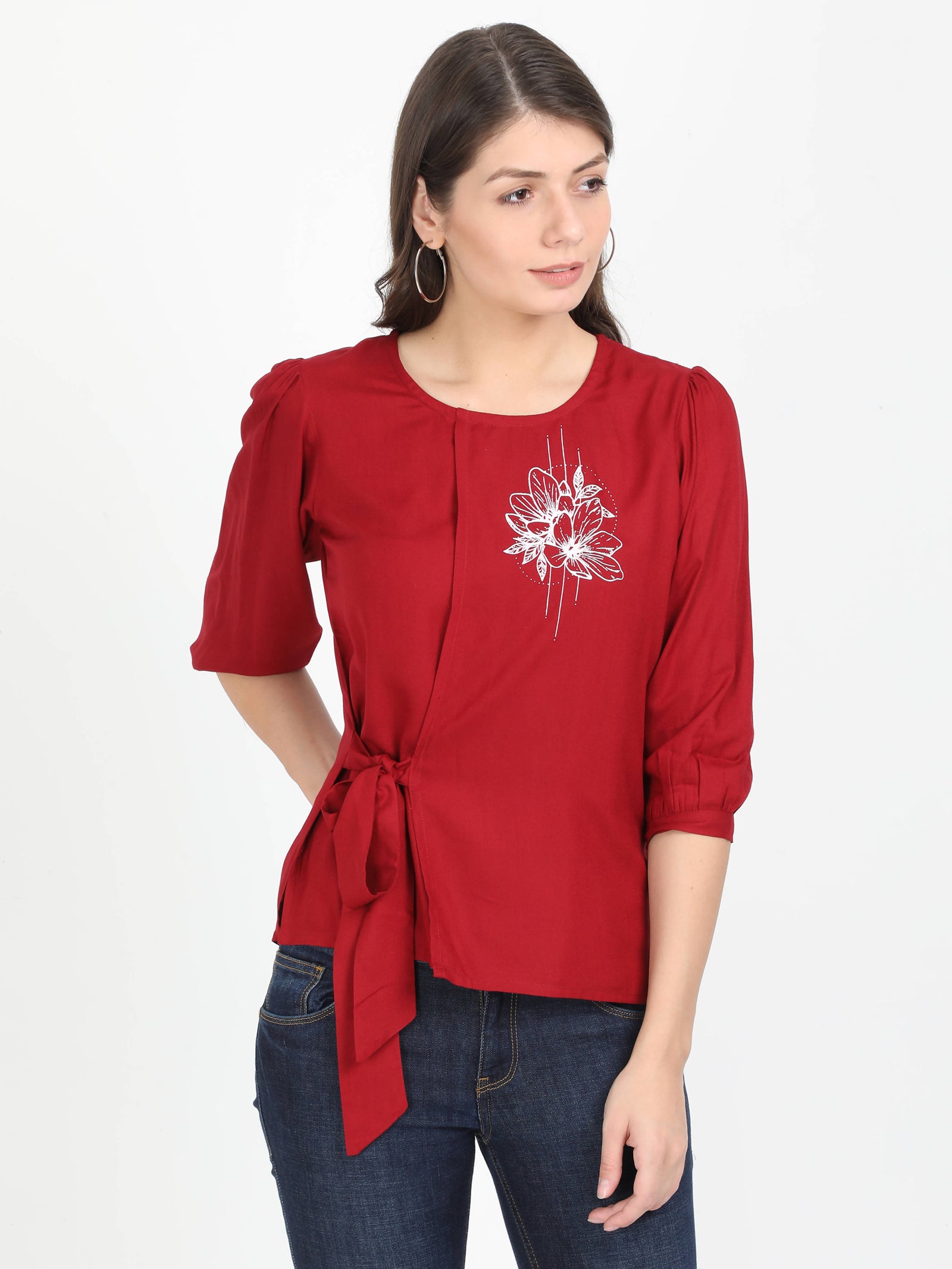 Women Maroon Casual Top Women Maroon Casual Top