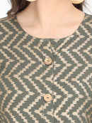 Women Olive Green Printed A-Line Kurta - Tuzzut.com Qatar Online Shopping