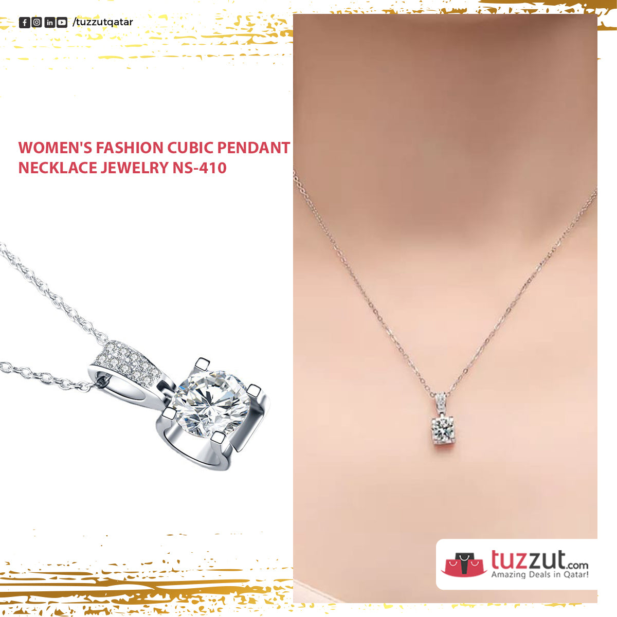 Women's Fashion Cubic Pendant Necklace Jewelry NS-410 Women's Fashion Cubic Pendant Necklace Jewelry NS-410