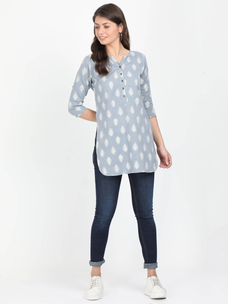 Women Grey Short Kurti - Tuzzut.com Qatar Online Shopping