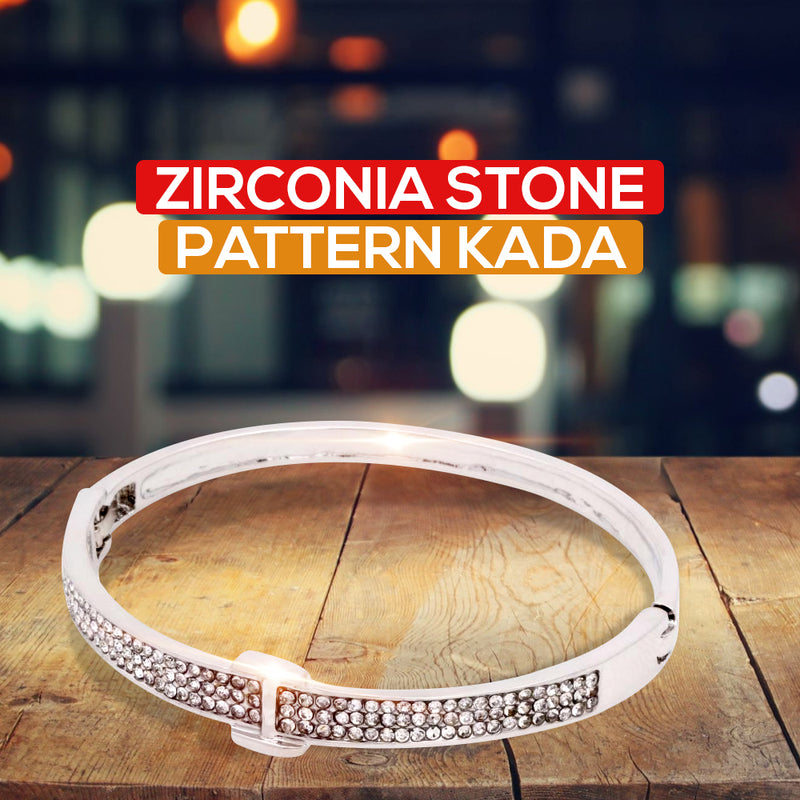 Kavani White Gold Zirconia Stone Pattern Kada Bracelet For Her - GH-143 - Tuzzut.com Qatar Online Shopping