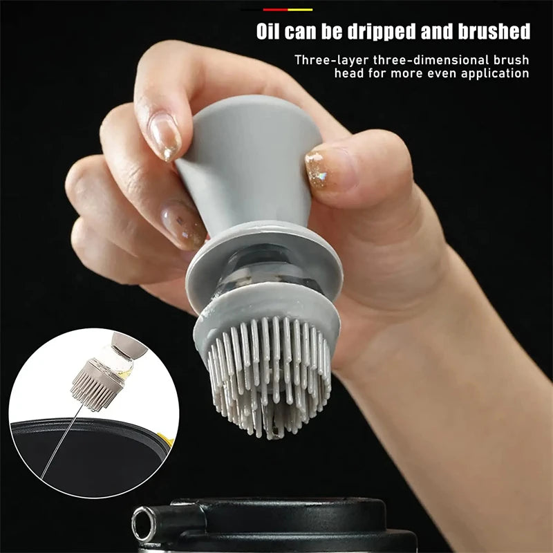 Oil Bottle Dispenser with Brush Plastic Olive Oil Kettle Silicone Brush Oiler Glass Container Cookware Kitchen Baking Bbq Tool S4721680 - Tuzzut.com Qatar Online Shopping