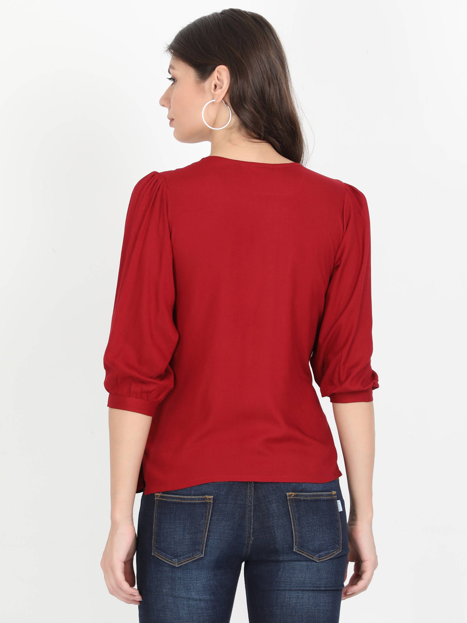 Women Maroon Casual Top Women Maroon Casual Top