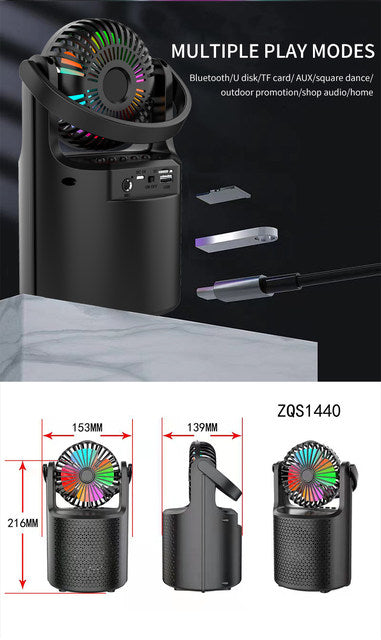 Mini Bluetooth Speaker with Fan LED Light ZQS1440 Mini Bluetooth Speaker with Fan LED Light ZQS1440