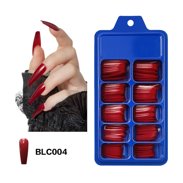 Blue Box 100Pcs Candy Solid Color Ballet Nail Trapezoidal False Nail Blue Box 100Pcs Candy Solid Color Ballet Nail Trapezoidal False Nail