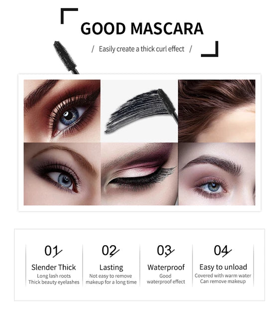 5d Silk Fiber Mascara, Eye Makeup Mask, Waterproof, Long Curled Lashes, Shiny Black - Tuzzut.com Qatar Online Shopping