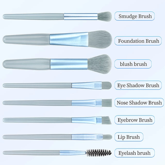 8pcs Professional Makeup Brushes Set Cosmetics Powder Eyeshadow Foundation Blush Blending Concealer Beauty Tools With Holster - Tuzzut.com Qatar Online Shopping