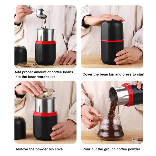 Portabl Grinder Electric Coffee Grinder Automatic Beans Mill Conical Burr Grinder Machine For Home Travel - Tuzzut.com Qatar Online Shopping