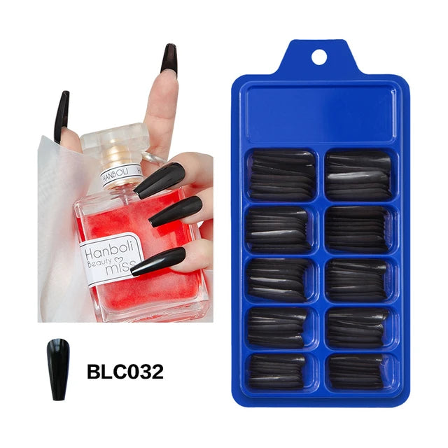 Blue Box 100Pcs Candy Solid Color Ballet Nail Trapezoidal False Nail Blue Box 100Pcs Candy Solid Color Ballet Nail Trapezoidal False Nail