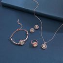 Women Watch Jewelry 5 Pcs Set - Watch Necklace Bracelet Earrings Ring - H128 - Tuzzut.com Qatar Online Shopping