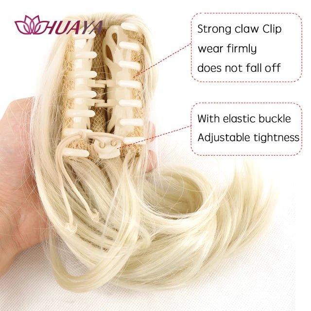 Synthetic Claw Clip Ponytail Hair Extensions Short Straight Natural Tail False Hair For Women Horse Tail Black Hairpiece - TUZZUT Qatar Online Store