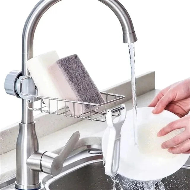 Kitchen Stainless Steel Sink Drain Rack Adjustable Sink Rag Sponge Drain Rack Bathroom Soap Holder Organizer Kitchen Accessories